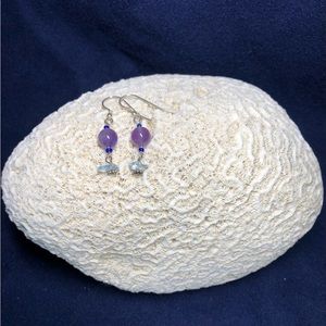 Handcrafted with fluorite, aquamarine, seed beads & sterling floral bead